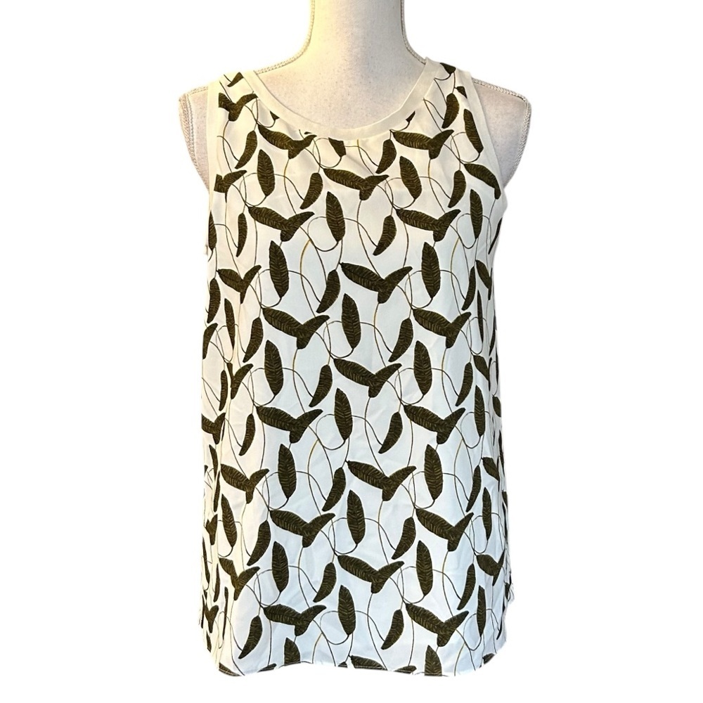 Brooks Brothers Crewneck Sleeveless Botanical Leaf Print Tank Top Women’s SZ 6
